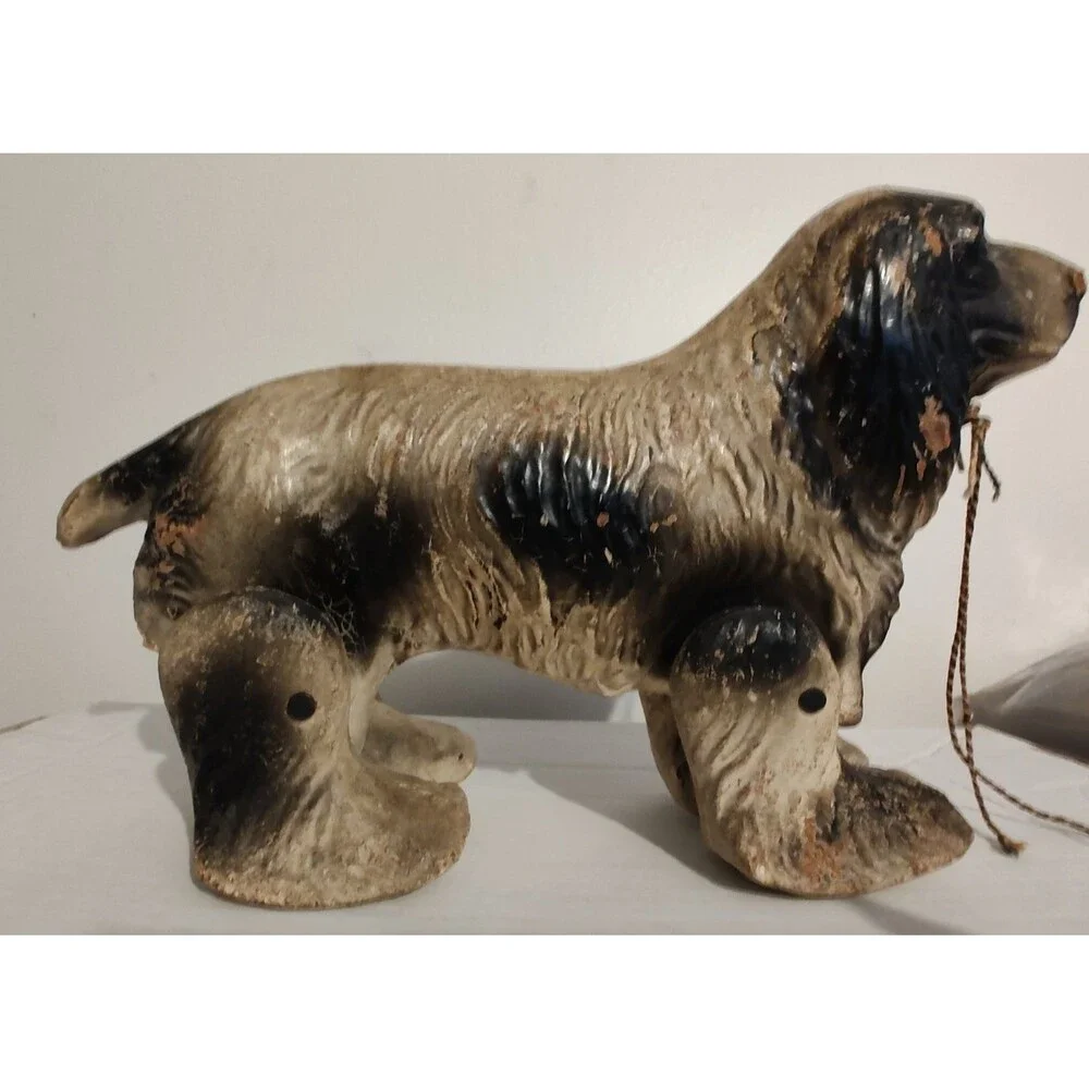 Antique Vintage Composition Or Paper Mache Dog Pull Toy Irish Setter Spaniel
